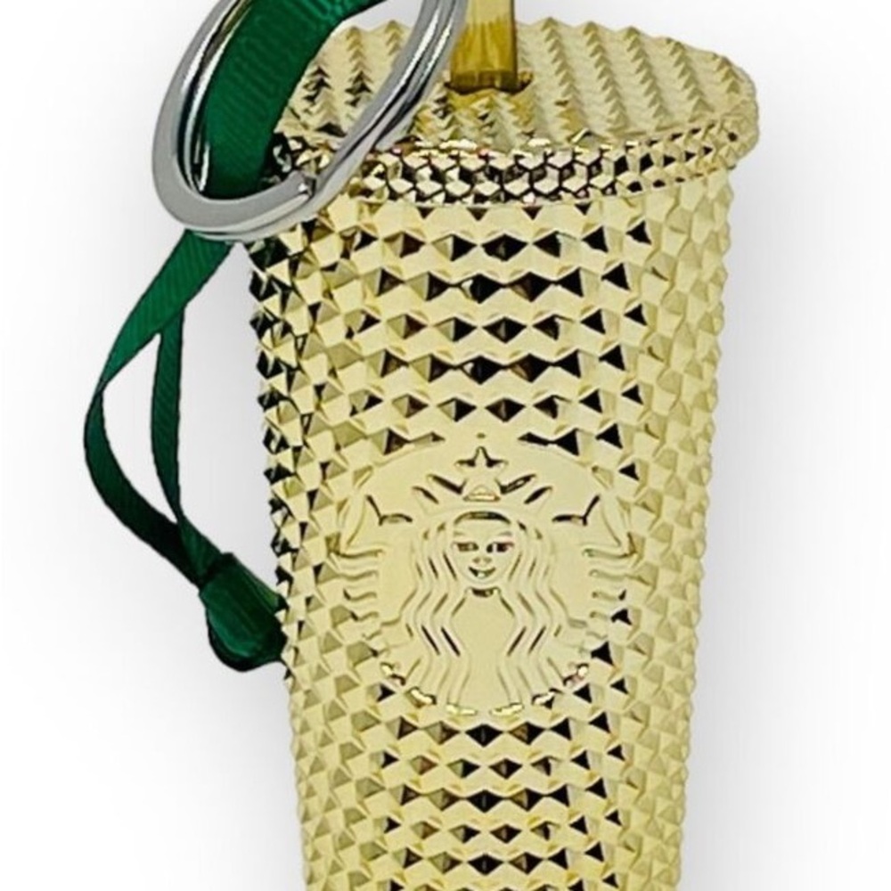 Starbucks Holiday Release 2022. Gold Chrome Ornament & Cold Cup Key Chain. BNWT - Picture 3 of 4